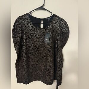 Adrianna Papell Metallic Black Blouse